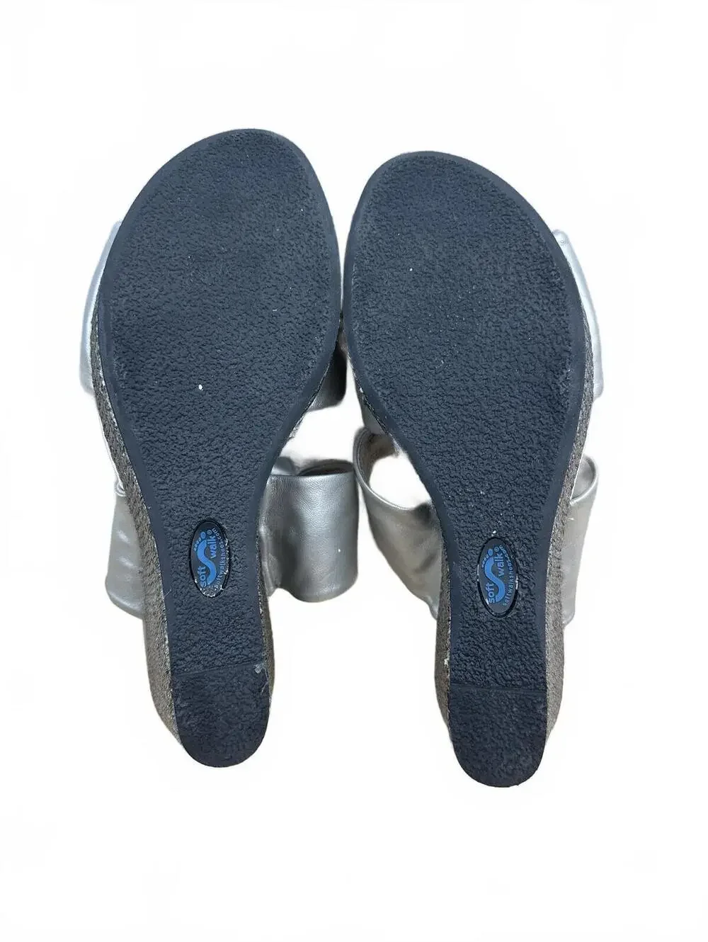 Silver Wedge Sandals with Knotted Bow Detail‎
